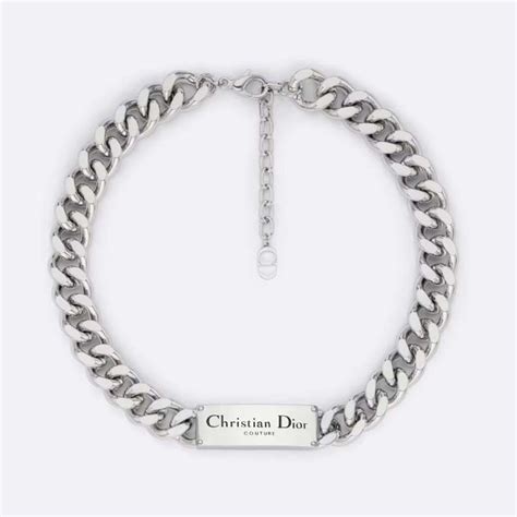 Christian Dior Couture Chain Link Necklace Silver .